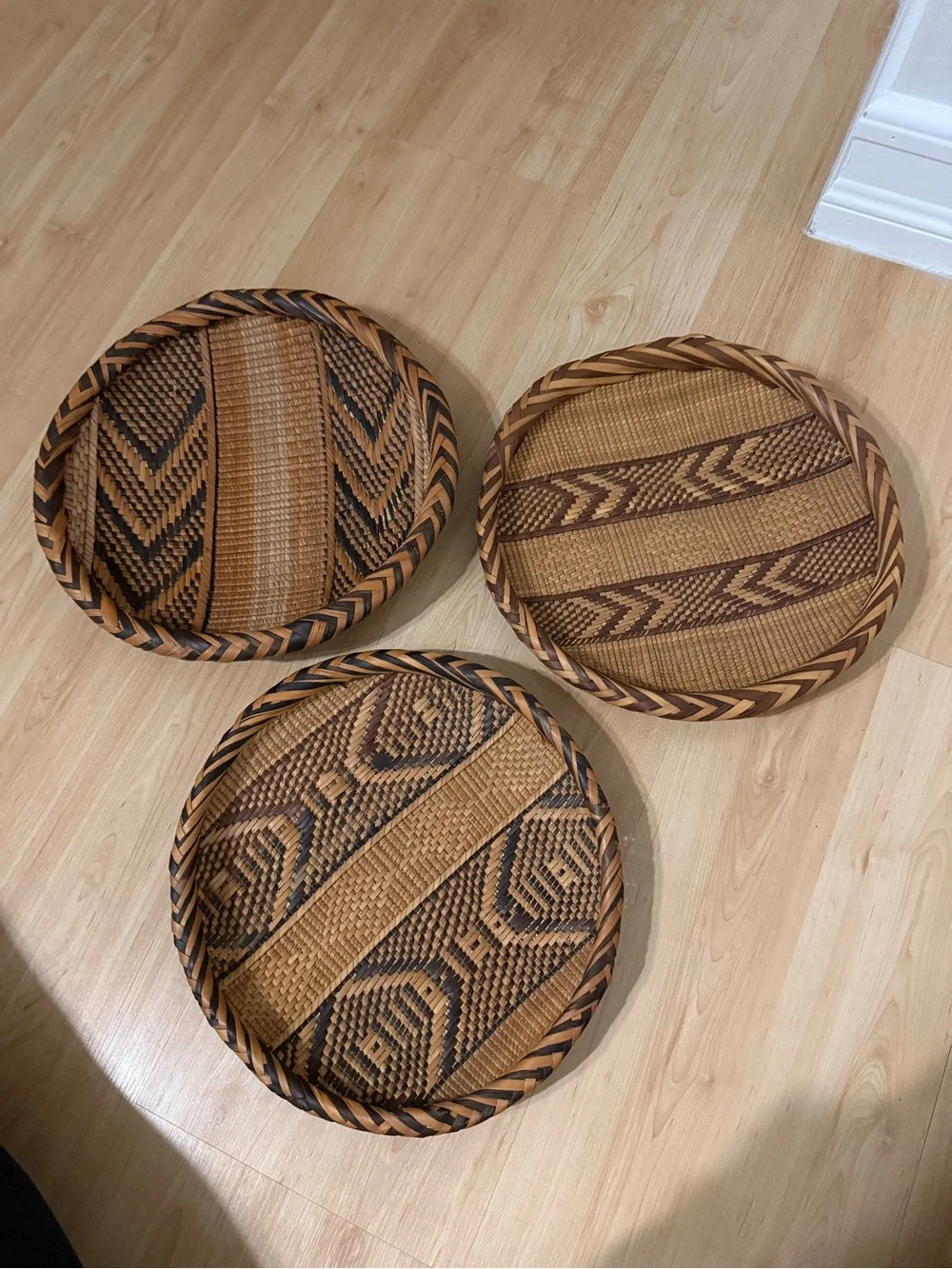 Boho Handwoven Gokwe Wicker Wall Baskets